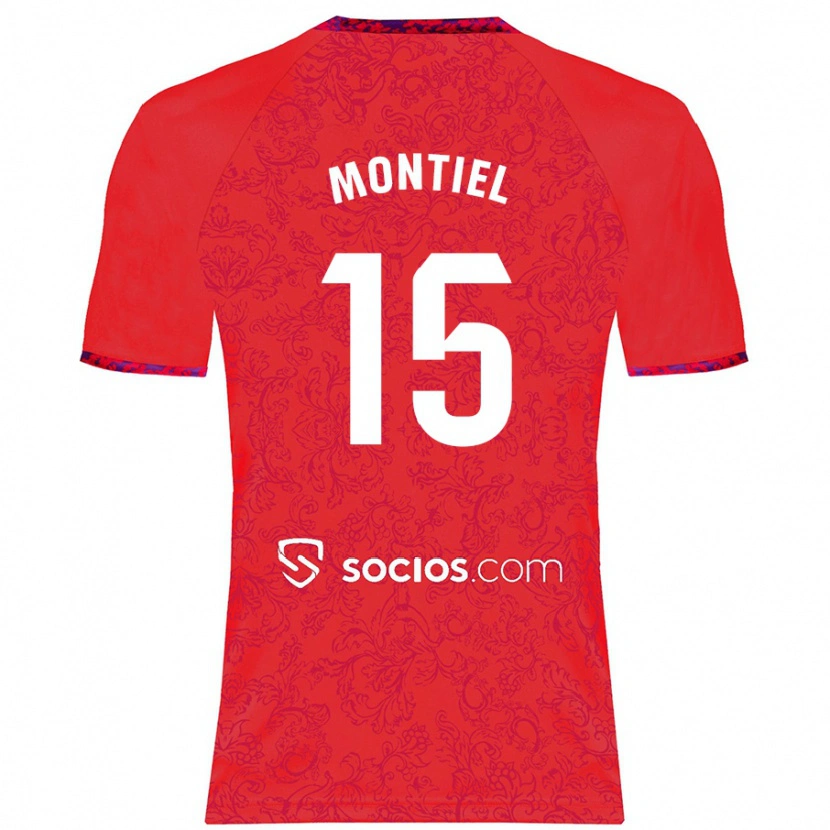 Danxen Enfant Maillot Gonzalo Montiel #15 Rouge Tenues Extérieur 2024/25 T-Shirt