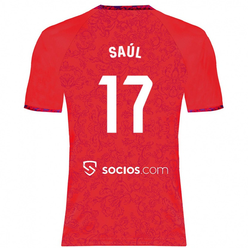 Danxen Enfant Maillot Saúl Ñíguez #17 Rouge Tenues Extérieur 2024/25 T-Shirt