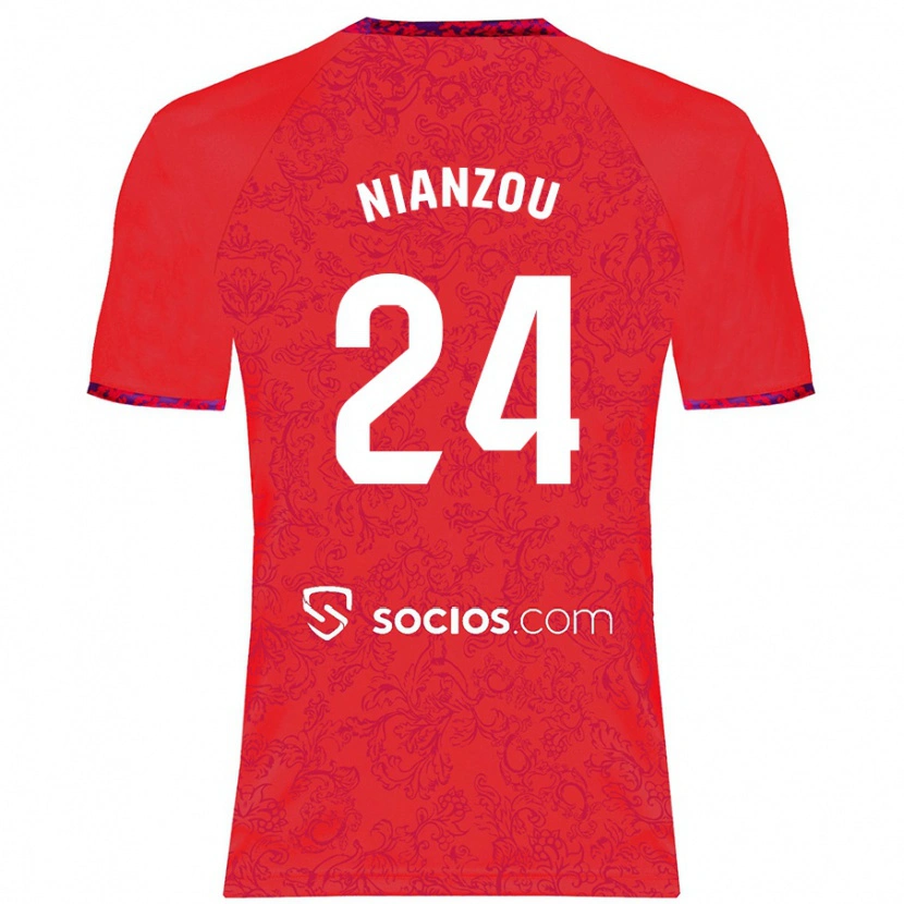 Danxen Enfant Maillot Tanguy Nianzou #24 Rouge Tenues Extérieur 2024/25 T-Shirt