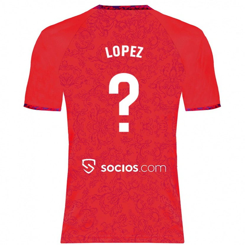 Danxen Enfant Maillot David López #0 Rouge Tenues Extérieur 2024/25 T-Shirt