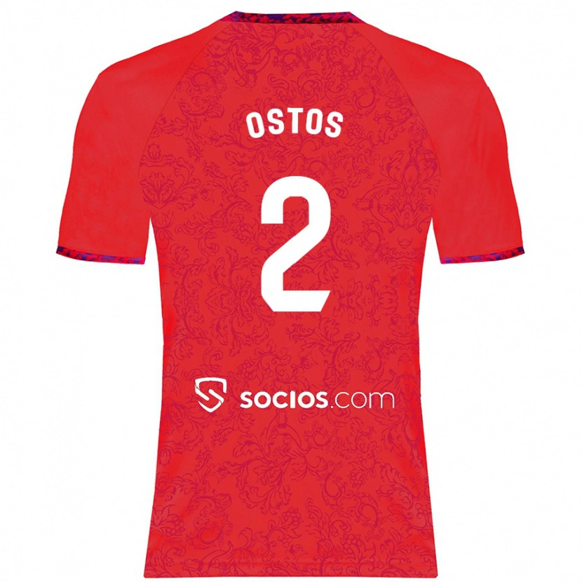 Danxen Enfant Maillot Fran Ostos #2 Rouge Tenues Extérieur 2024/25 T-Shirt