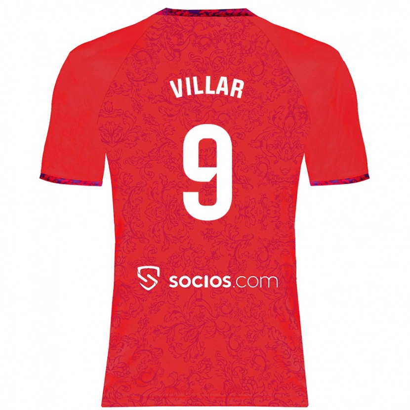 Danxen Enfant Maillot Iker Villar #9 Rouge Tenues Extérieur 2024/25 T-Shirt