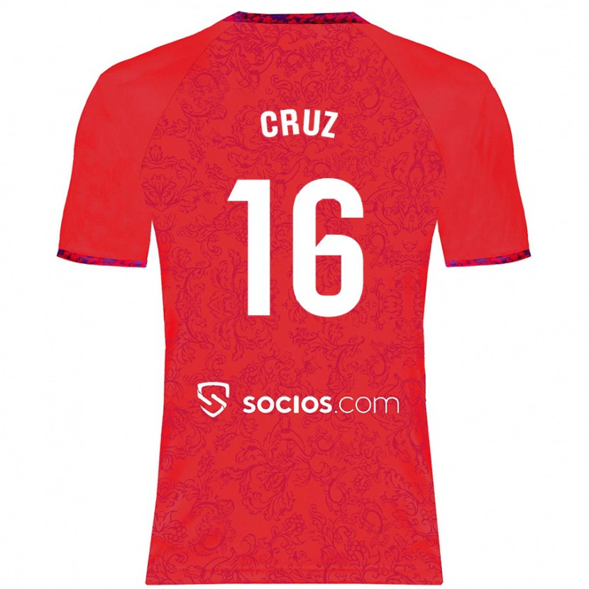 Danxen Enfant Maillot Jesús Cruz #16 Rouge Tenues Extérieur 2024/25 T-Shirt