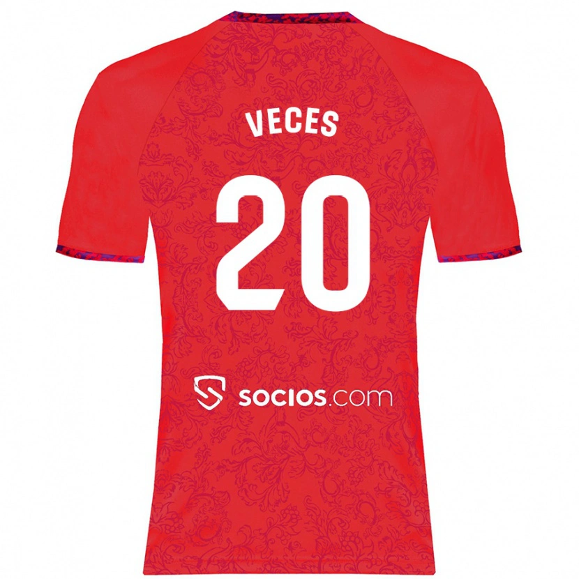 Danxen Enfant Maillot Sergio Veces #20 Rouge Tenues Extérieur 2024/25 T-Shirt