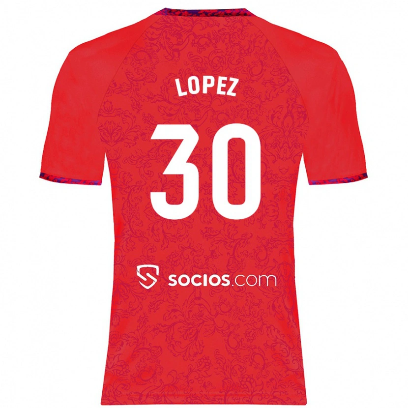 Danxen Enfant Maillot Alba López #30 Rouge Tenues Extérieur 2024/25 T-Shirt