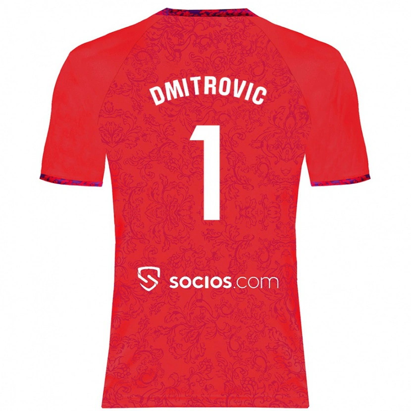 Danxen Enfant Maillot Marko Dmitrović #1 Rouge Tenues Extérieur 2024/25 T-Shirt