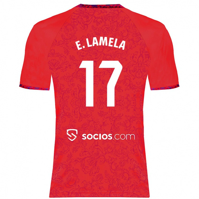 Danxen Enfant Maillot Erik Lamela #17 Rouge Tenues Extérieur 2024/25 T-Shirt