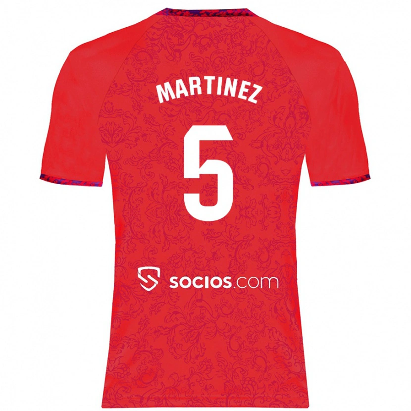 Danxen Enfant Maillot Sergio Martínez #5 Rouge Tenues Extérieur 2024/25 T-Shirt