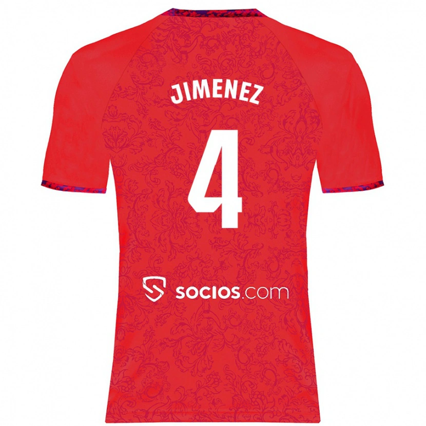 Danxen Enfant Maillot Diego Jiménez #4 Rouge Tenues Extérieur 2024/25 T-Shirt