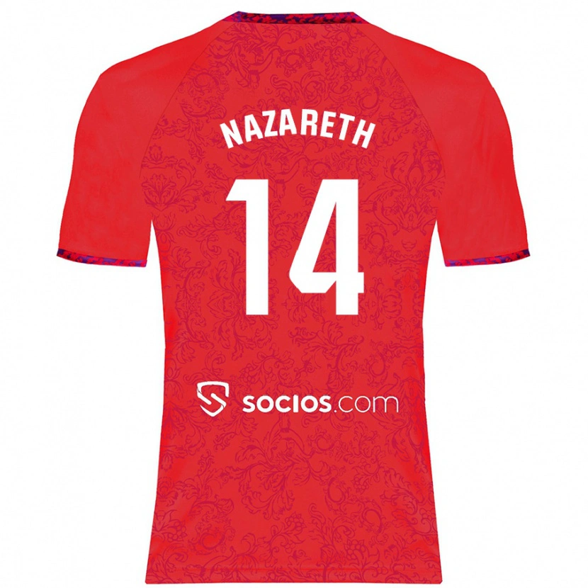 Danxen Enfant Maillot Nazaret Martín #14 Rouge Tenues Extérieur 2024/25 T-Shirt