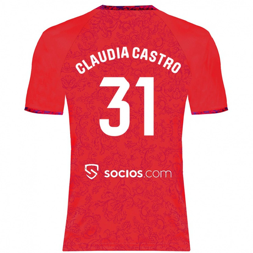 Danxen Enfant Maillot Claudia Castro Romero #31 Rouge Tenues Extérieur 2024/25 T-Shirt