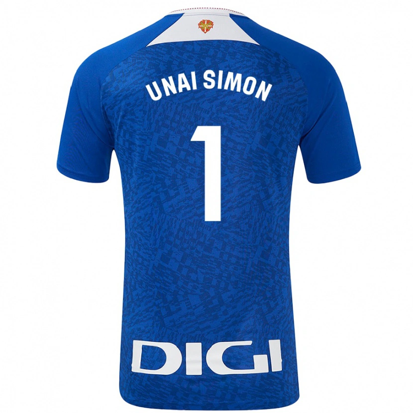 Danxen Enfant Maillot Unai Simón #1 Bleu Roi Tenues Extérieur 2024/25 T-Shirt