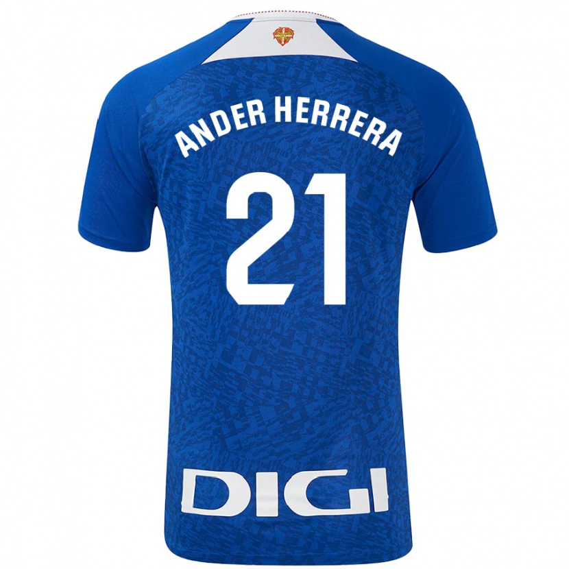 Danxen Enfant Maillot Ander Herrera #21 Bleu Roi Tenues Extérieur 2024/25 T-Shirt