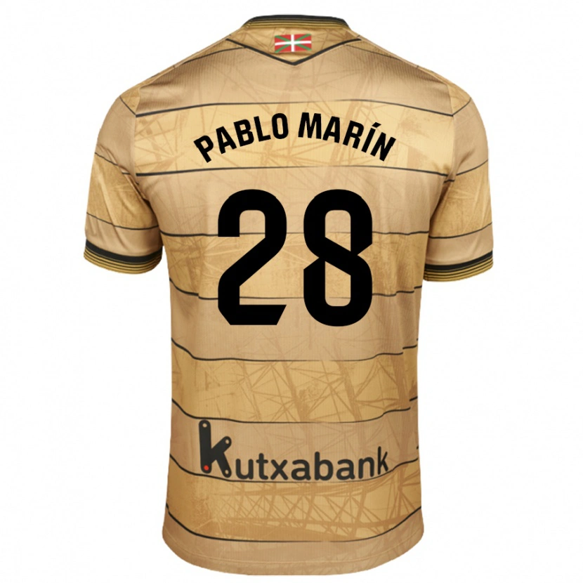 Danxen Enfant Maillot Pablo Marín #28 Marron Tenues Extérieur 2024/25 T-Shirt