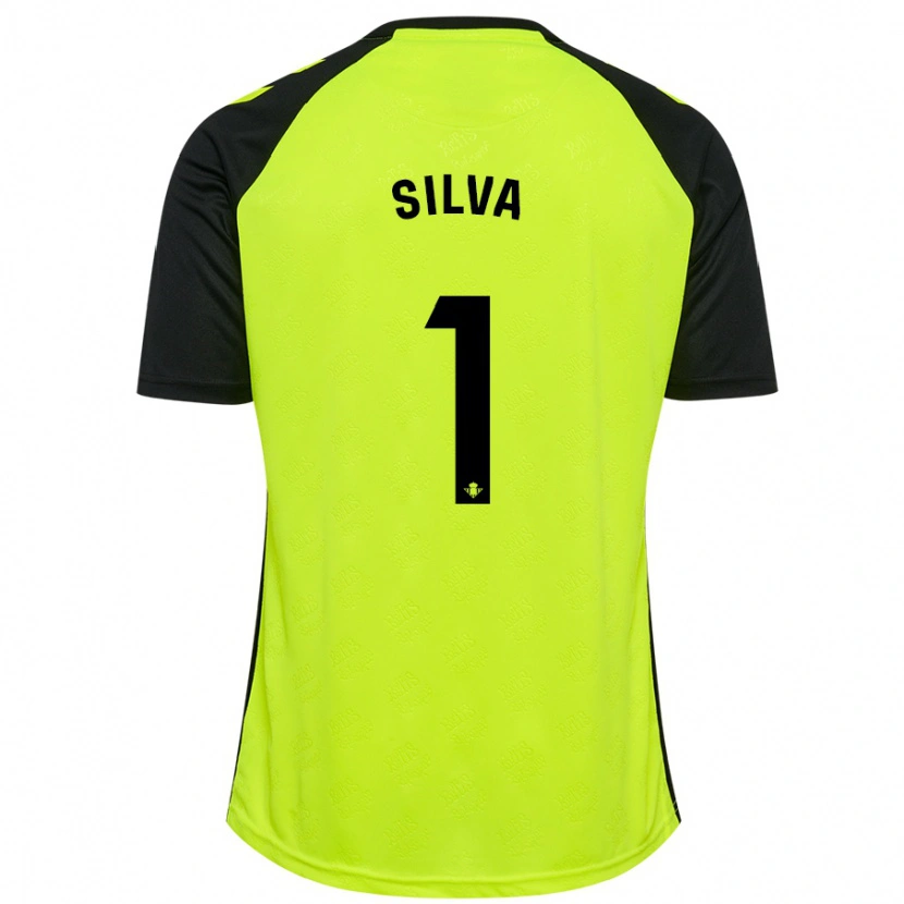 Danxen Enfant Maillot Rui Silva #1 Jaune Fluo Noir Tenues Extérieur 2024/25 T-Shirt