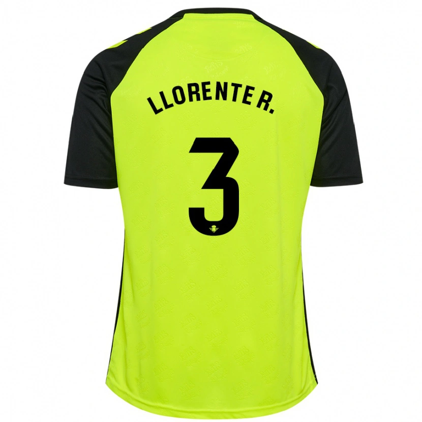 Danxen Enfant Maillot Diego Llorente #3 Jaune Fluo Noir Tenues Extérieur 2024/25 T-Shirt