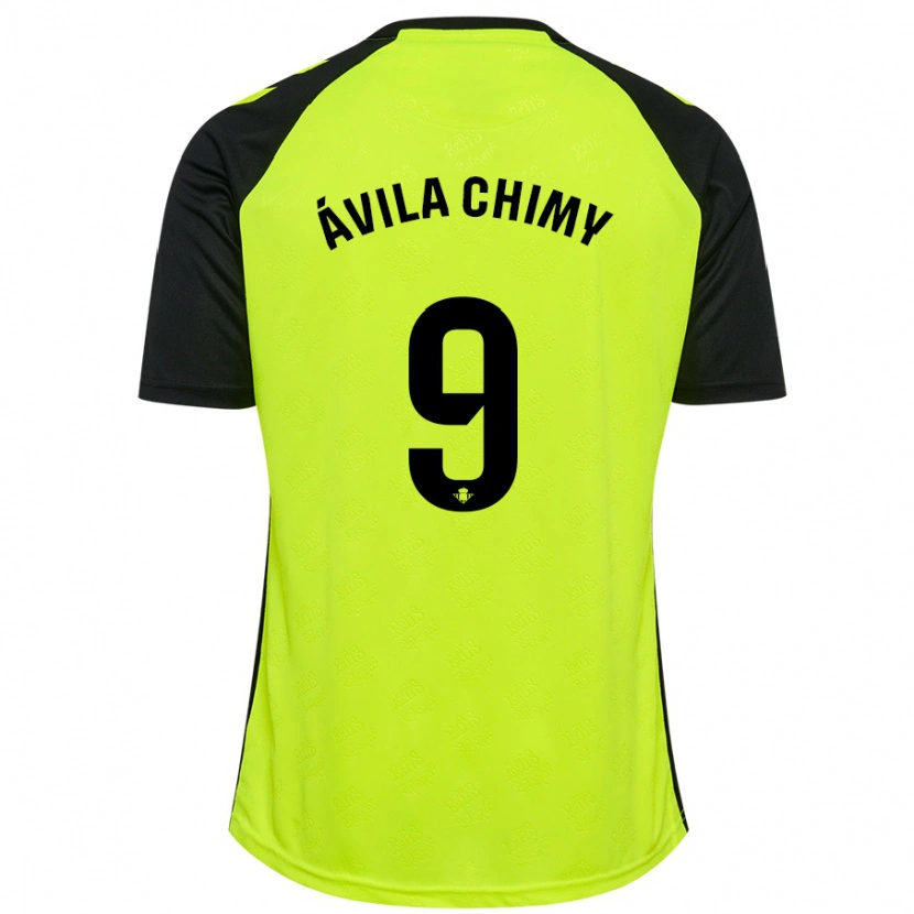 Danxen Enfant Maillot Chimy Ávila #9 Jaune Fluo Noir Tenues Extérieur 2024/25 T-Shirt