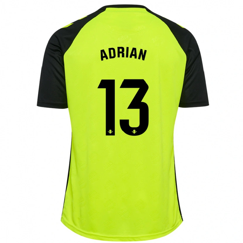 Danxen Enfant Maillot Adrián #13 Jaune Fluo Noir Tenues Extérieur 2024/25 T-Shirt