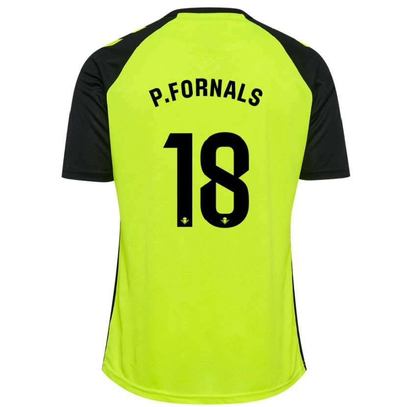 Danxen Enfant Maillot Pablo Fornals #18 Jaune Fluo Noir Tenues Extérieur 2024/25 T-Shirt