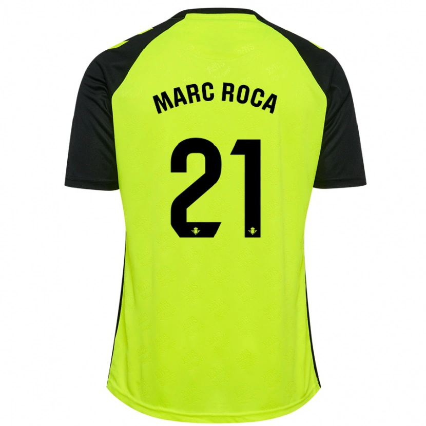 Danxen Enfant Maillot Marc Roca #21 Jaune Fluo Noir Tenues Extérieur 2024/25 T-Shirt