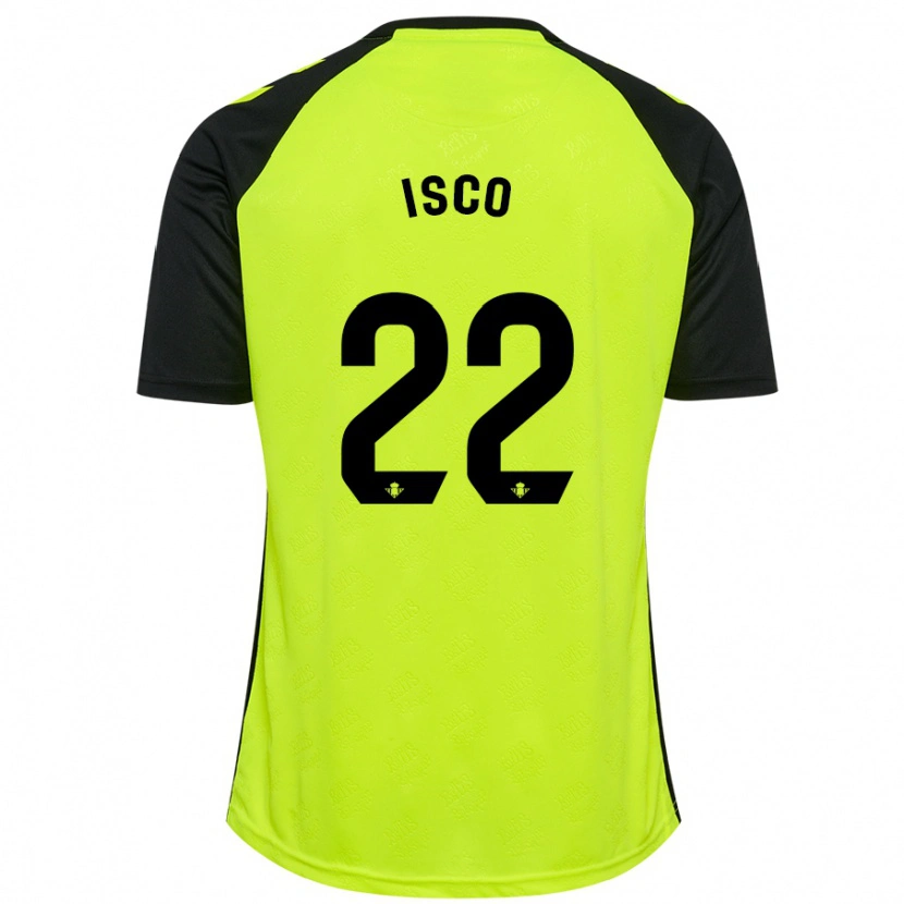 Danxen Enfant Maillot Isco #22 Jaune Fluo Noir Tenues Extérieur 2024/25 T-Shirt