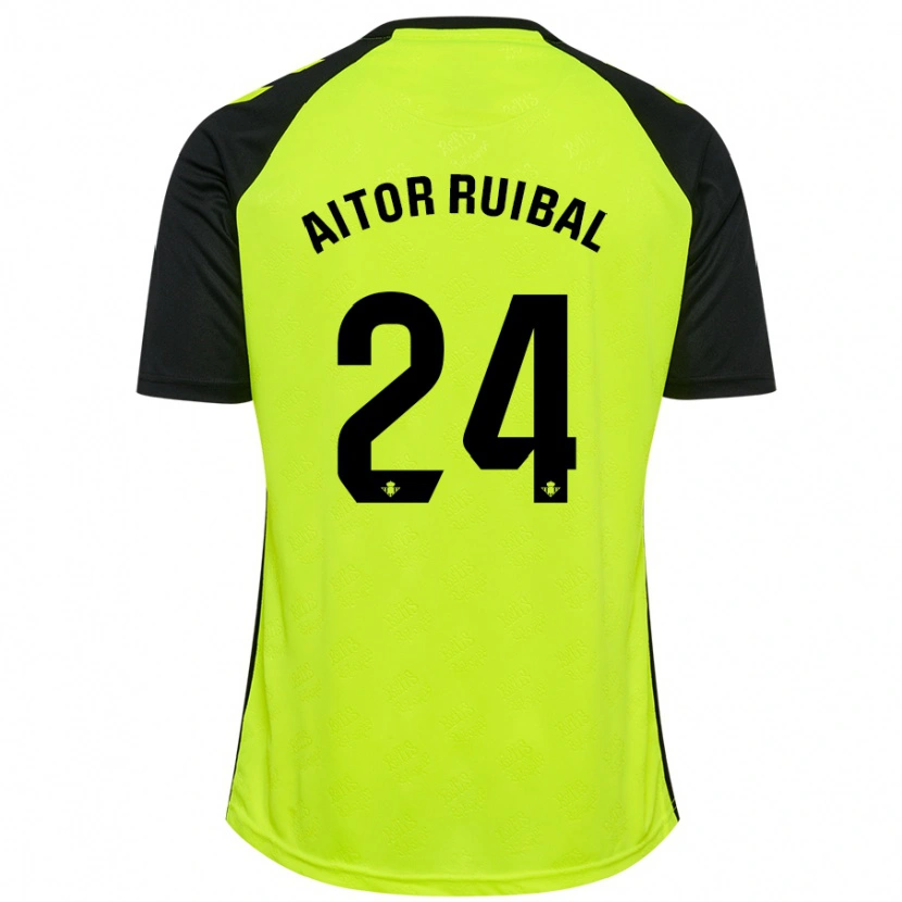 Danxen Enfant Maillot Aitor Ruibal #24 Jaune Fluo Noir Tenues Extérieur 2024/25 T-Shirt