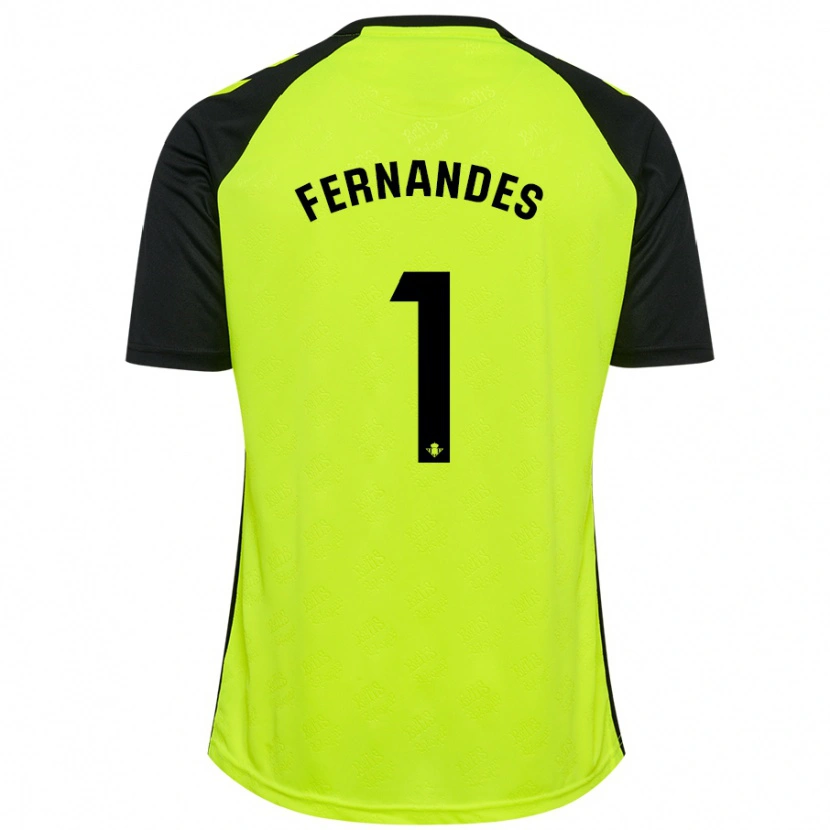 Danxen Enfant Maillot Guilherme Fernandes #1 Jaune Fluo Noir Tenues Extérieur 2024/25 T-Shirt