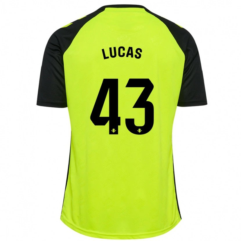 Danxen Enfant Maillot Lucas Alcázar #43 Jaune Fluo Noir Tenues Extérieur 2024/25 T-Shirt