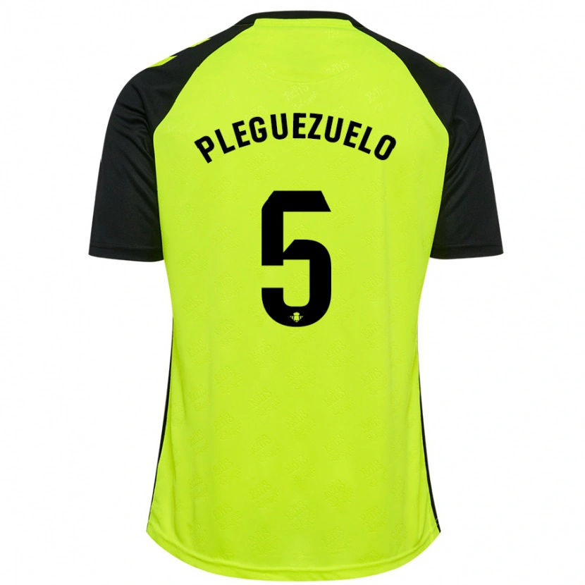 Danxen Enfant Maillot Xavi Pleguezuelo #5 Jaune Fluo Noir Tenues Extérieur 2024/25 T-Shirt