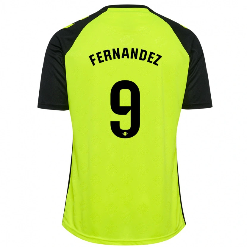 Danxen Enfant Maillot Marcos Fernández #9 Jaune Fluo Noir Tenues Extérieur 2024/25 T-Shirt