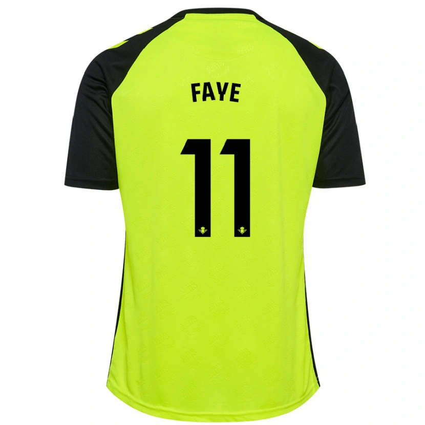 Danxen Enfant Maillot Souleymane Faye #11 Jaune Fluo Noir Tenues Extérieur 2024/25 T-Shirt