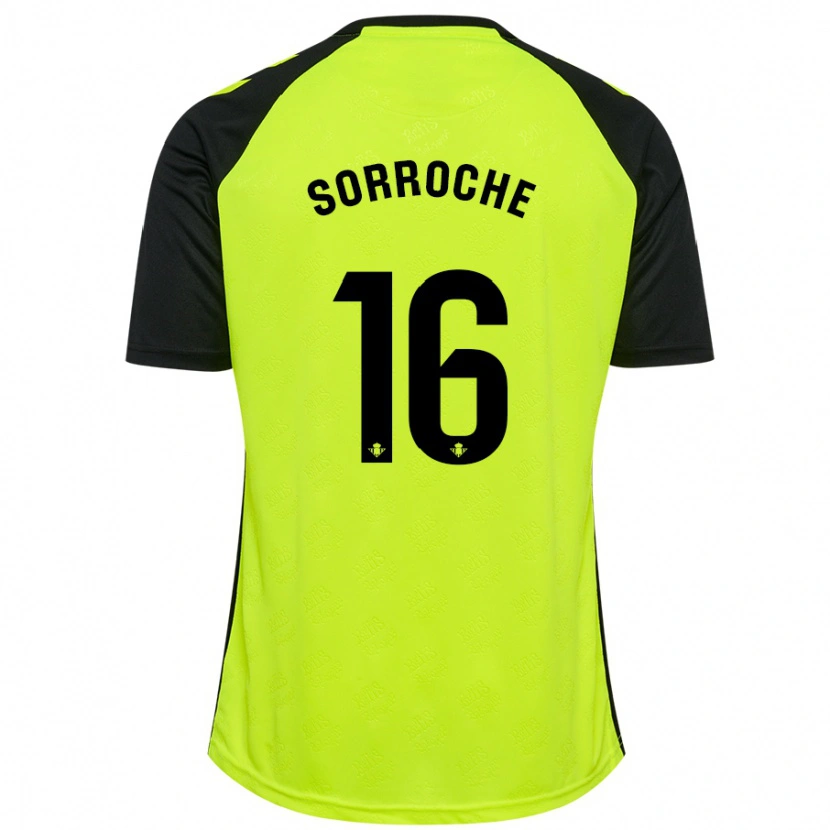 Danxen Enfant Maillot Ginés Sorroche #16 Jaune Fluo Noir Tenues Extérieur 2024/25 T-Shirt