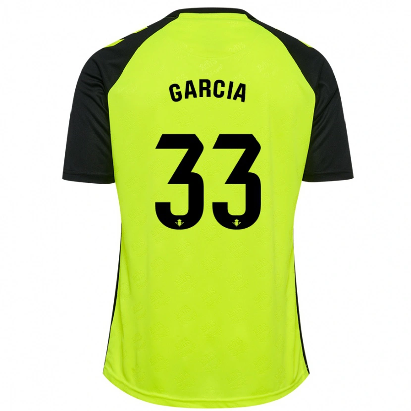 Danxen Enfant Maillot Pablo García #33 Jaune Fluo Noir Tenues Extérieur 2024/25 T-Shirt