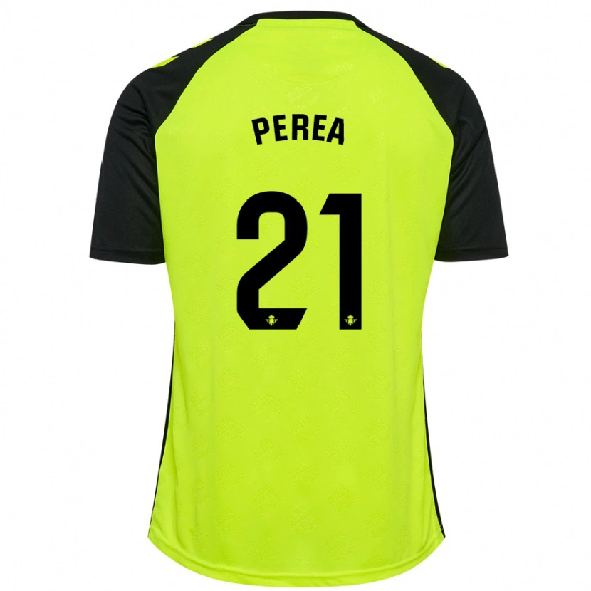 Danxen Enfant Maillot Paula Perea #21 Jaune Fluo Noir Tenues Extérieur 2024/25 T-Shirt