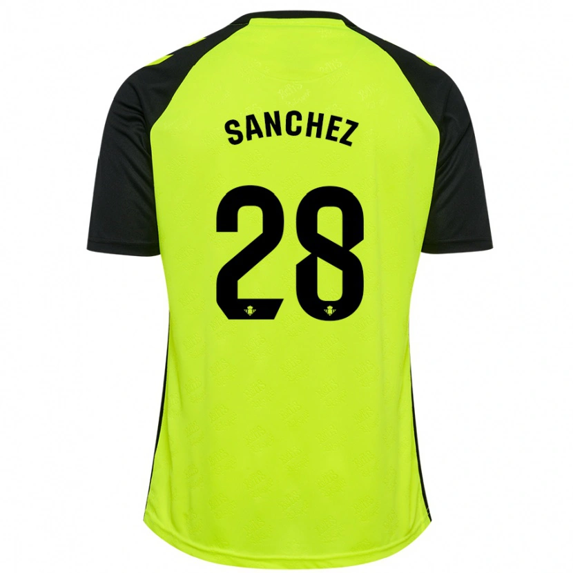 Danxen Enfant Maillot Marina Sánchez #28 Jaune Fluo Noir Tenues Extérieur 2024/25 T-Shirt