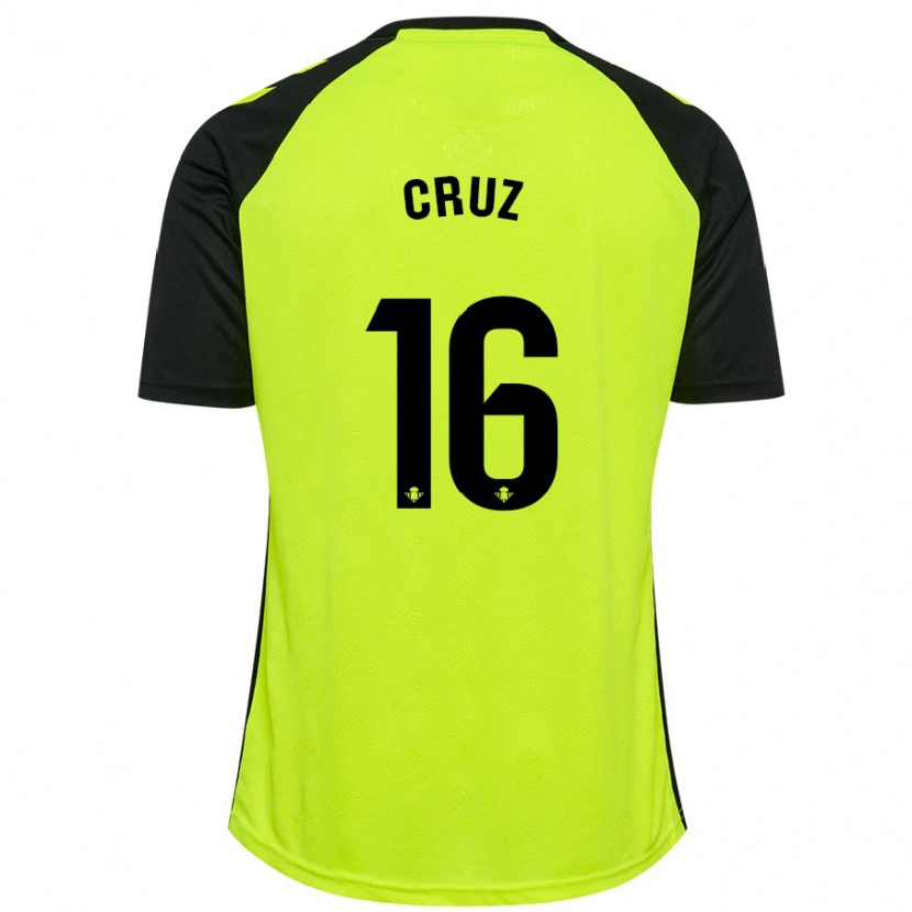 Danxen Enfant Maillot Juan Cruz #16 Jaune Fluo Noir Tenues Extérieur 2024/25 T-Shirt