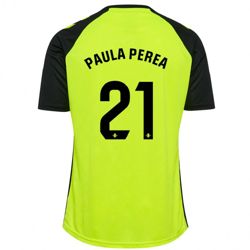 Danxen Enfant Maillot Paula Perea Ramírez #21 Jaune Fluo Noir Tenues Extérieur 2024/25 T-Shirt