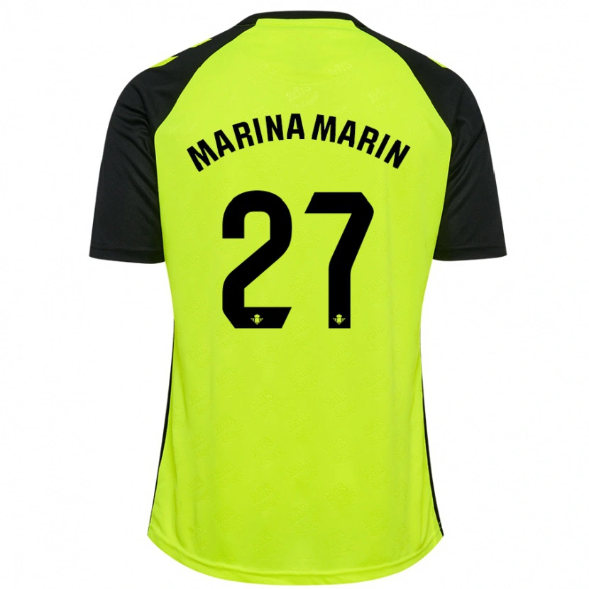 Danxen Enfant Maillot Marina Marín #27 Jaune Fluo Noir Tenues Extérieur 2024/25 T-Shirt