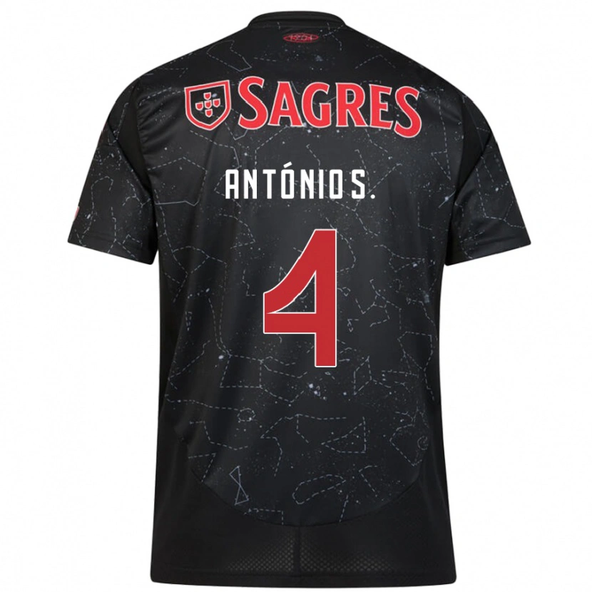 Danxen Enfant Maillot António Silva #4 Noir Rouge Tenues Extérieur 2024/25 T-Shirt