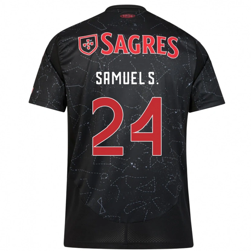 Danxen Enfant Maillot Samuel Soares #24 Noir Rouge Tenues Extérieur 2024/25 T-Shirt