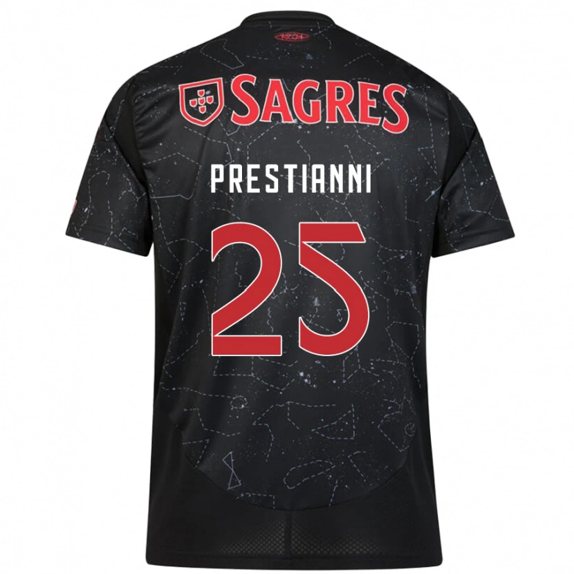 Danxen Enfant Maillot Gianluca Prestianni #25 Noir Rouge Tenues Extérieur 2024/25 T-Shirt