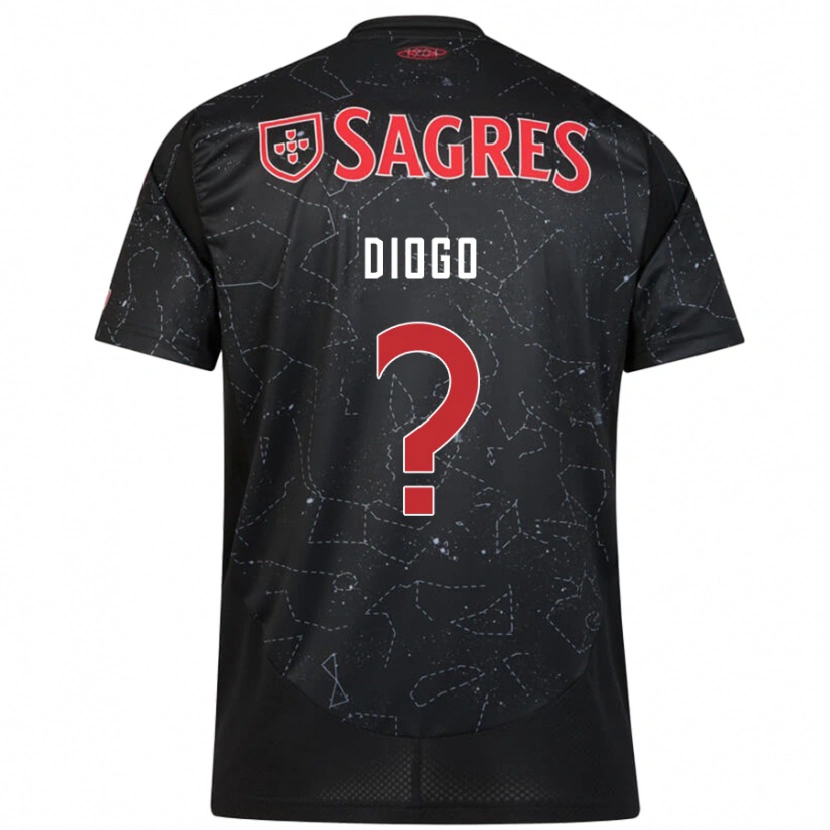 Danxen Enfant Maillot Diogo Ferreira #0 Noir Rouge Tenues Extérieur 2024/25 T-Shirt