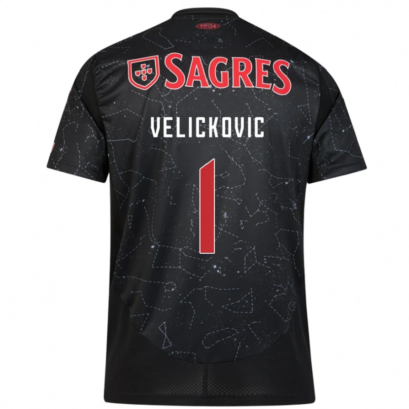 Danxen Enfant Maillot Luka Velickovic #1 Noir Rouge Tenues Extérieur 2024/25 T-Shirt