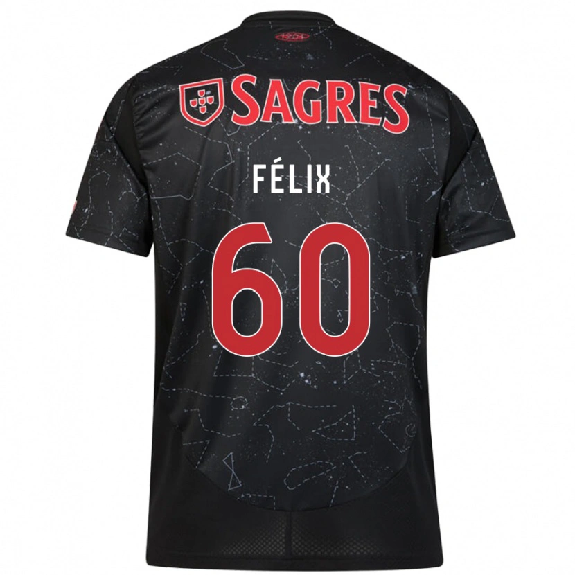 Danxen Enfant Maillot Nuno Félix #60 Noir Rouge Tenues Extérieur 2024/25 T-Shirt