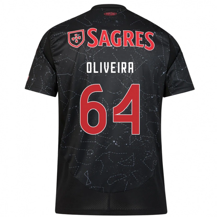 Danxen Enfant Maillot Gonçalo Oliveira #64 Noir Rouge Tenues Extérieur 2024/25 T-Shirt