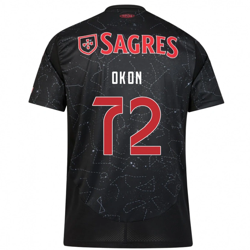 Danxen Enfant Maillot Paul Okon #72 Noir Rouge Tenues Extérieur 2024/25 T-Shirt