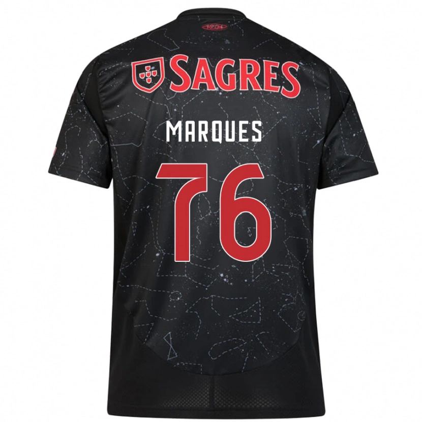 Danxen Enfant Maillot Gustavo Marques #76 Noir Rouge Tenues Extérieur 2024/25 T-Shirt