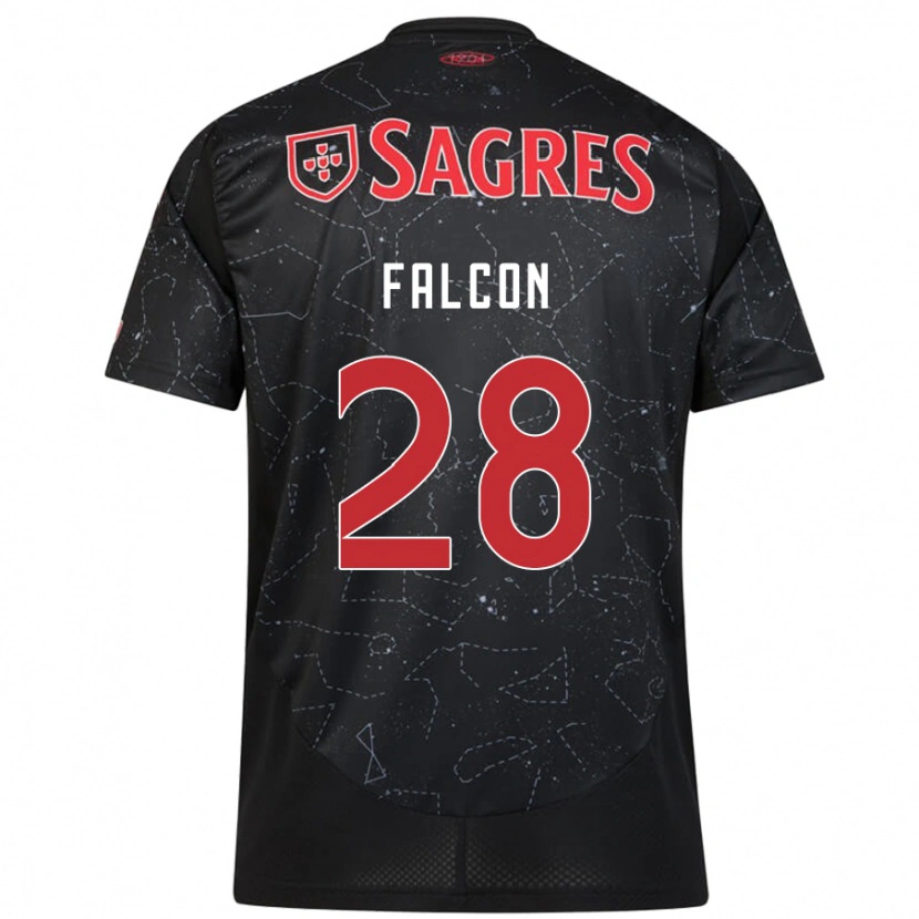 Danxen Enfant Maillot Andrea Falcón #28 Noir Rouge Tenues Extérieur 2024/25 T-Shirt