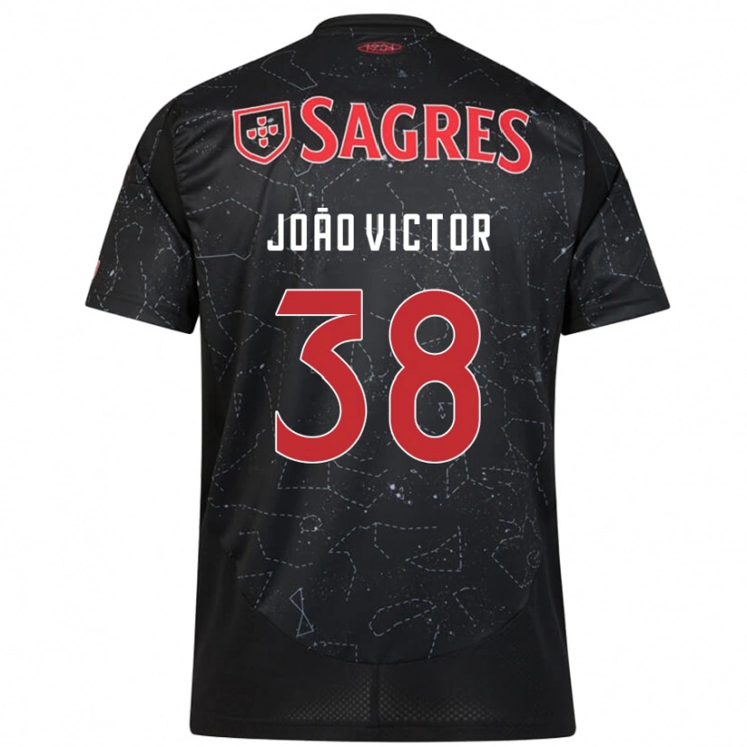 Danxen Enfant Maillot João Victor #38 Noir Rouge Tenues Extérieur 2024/25 T-Shirt