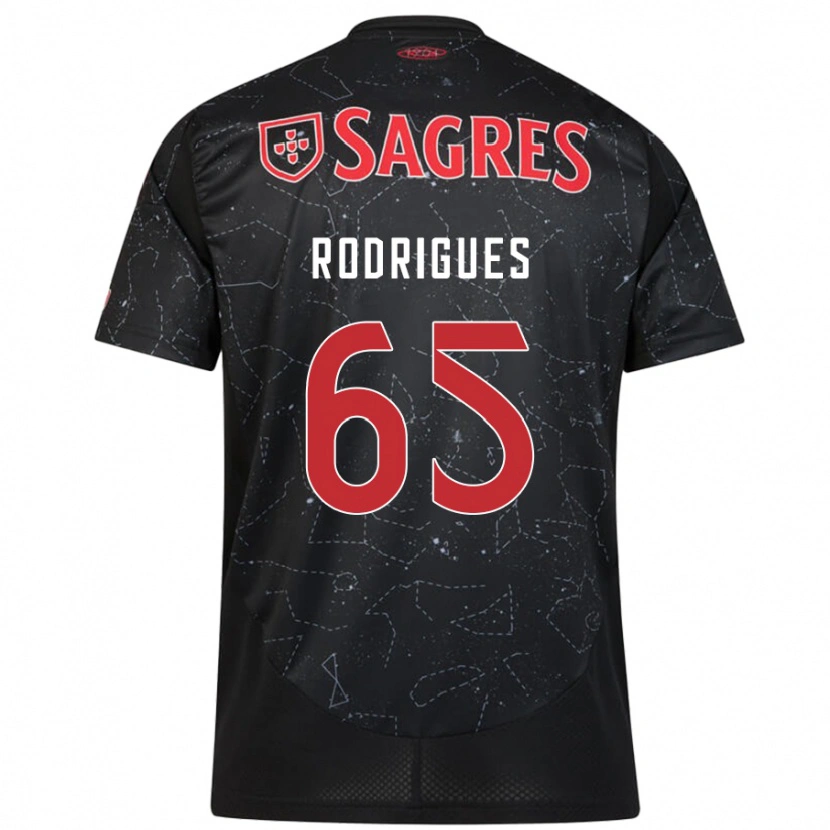 Danxen Enfant Maillot Rafael Rodrigues #65 Noir Rouge Tenues Extérieur 2024/25 T-Shirt